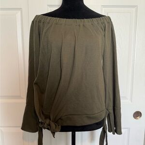 Active USA Olive Green Off The Shoulder Top